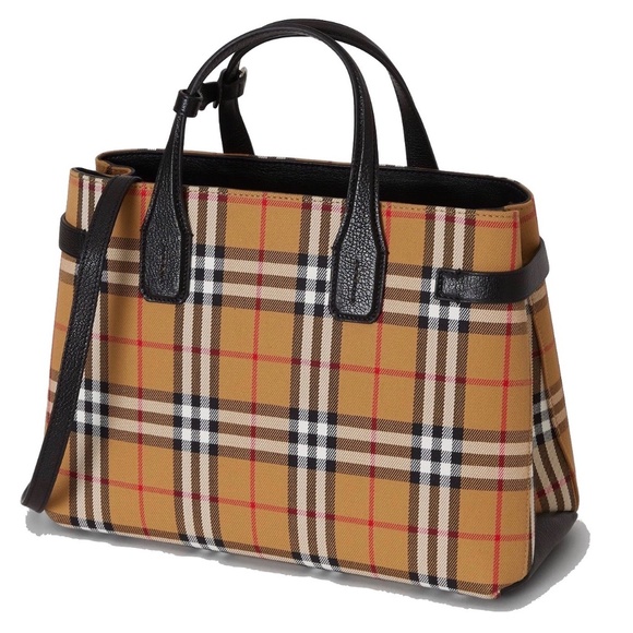 the medium banner in leather and vintage check